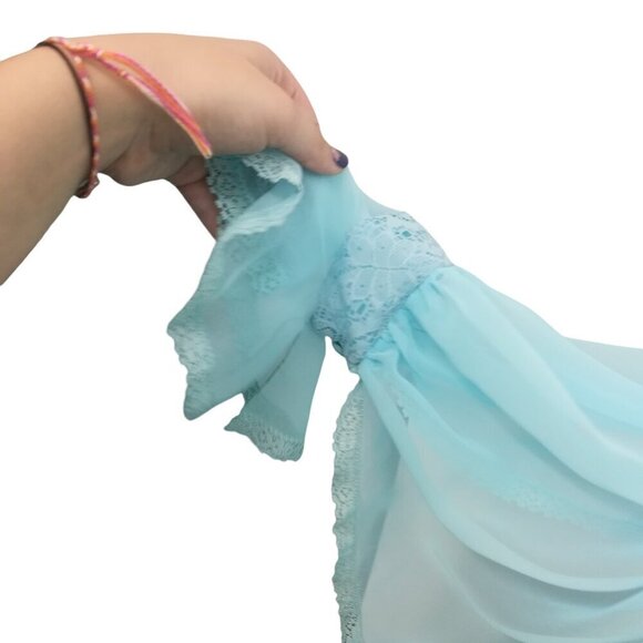 Vintage Bernie Bee Sport 70s Blue Lace Formal Party Dress Set Cape Size 14 M - Picture 13 of 16